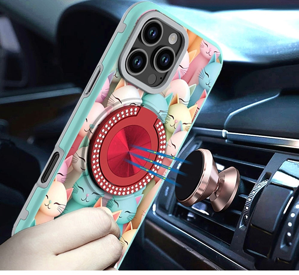 Cover Anillo Diamantes Diseño Gato para iPhone