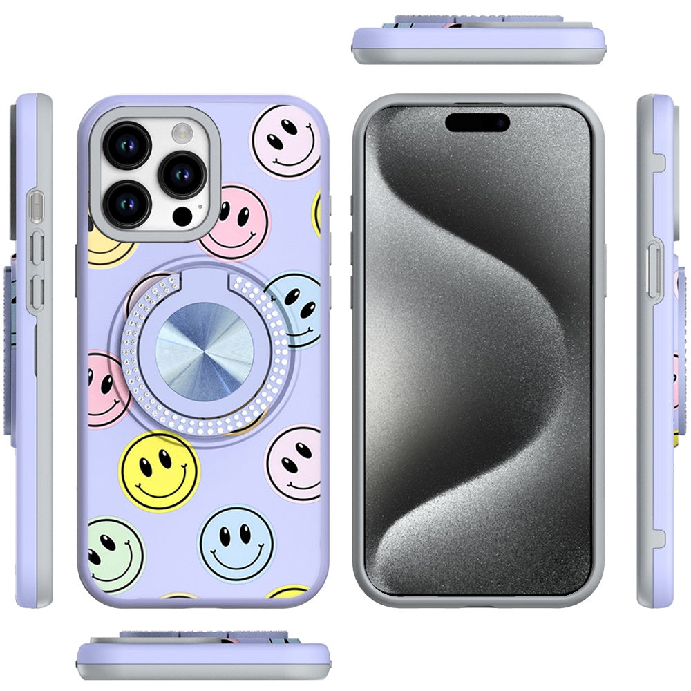 Cover Anillo Diamantes Diseño Emoji Cara Feliz para iPhone