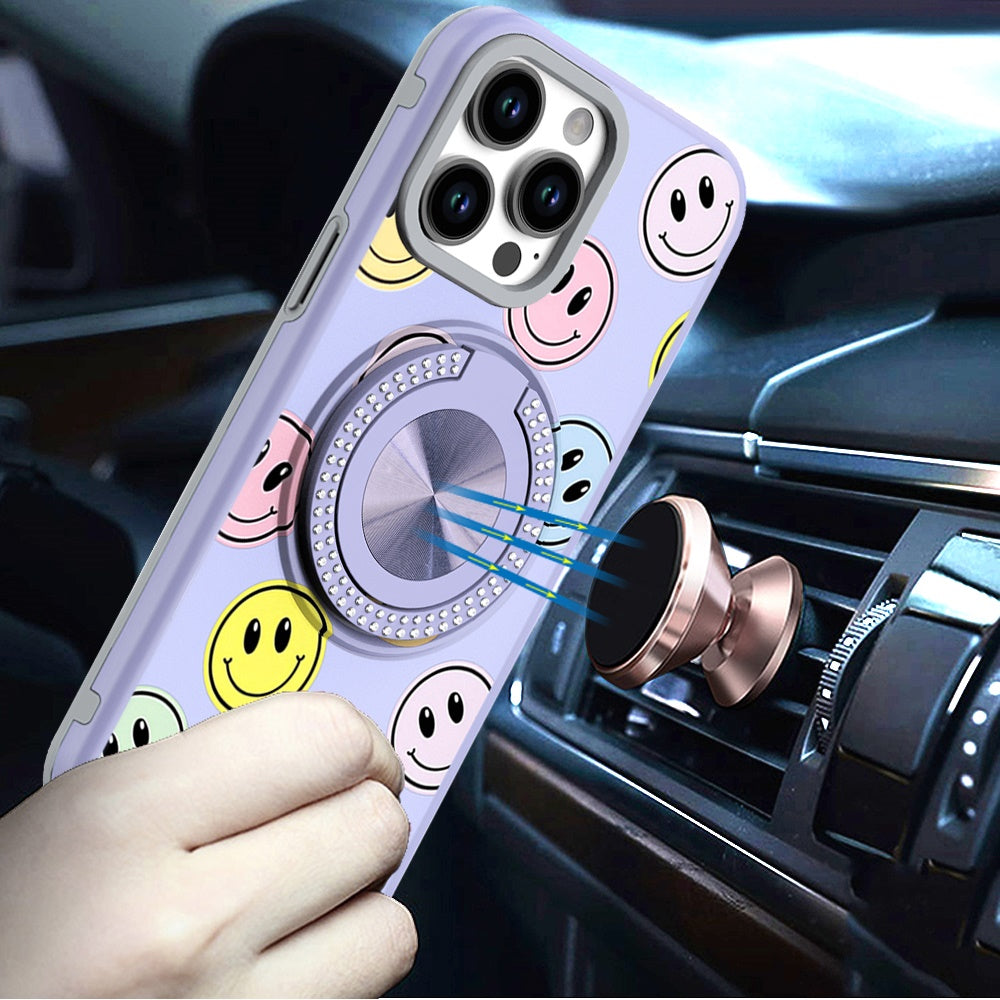 Cover Anillo Diamantes Diseño Emoji Cara Feliz para iPhone