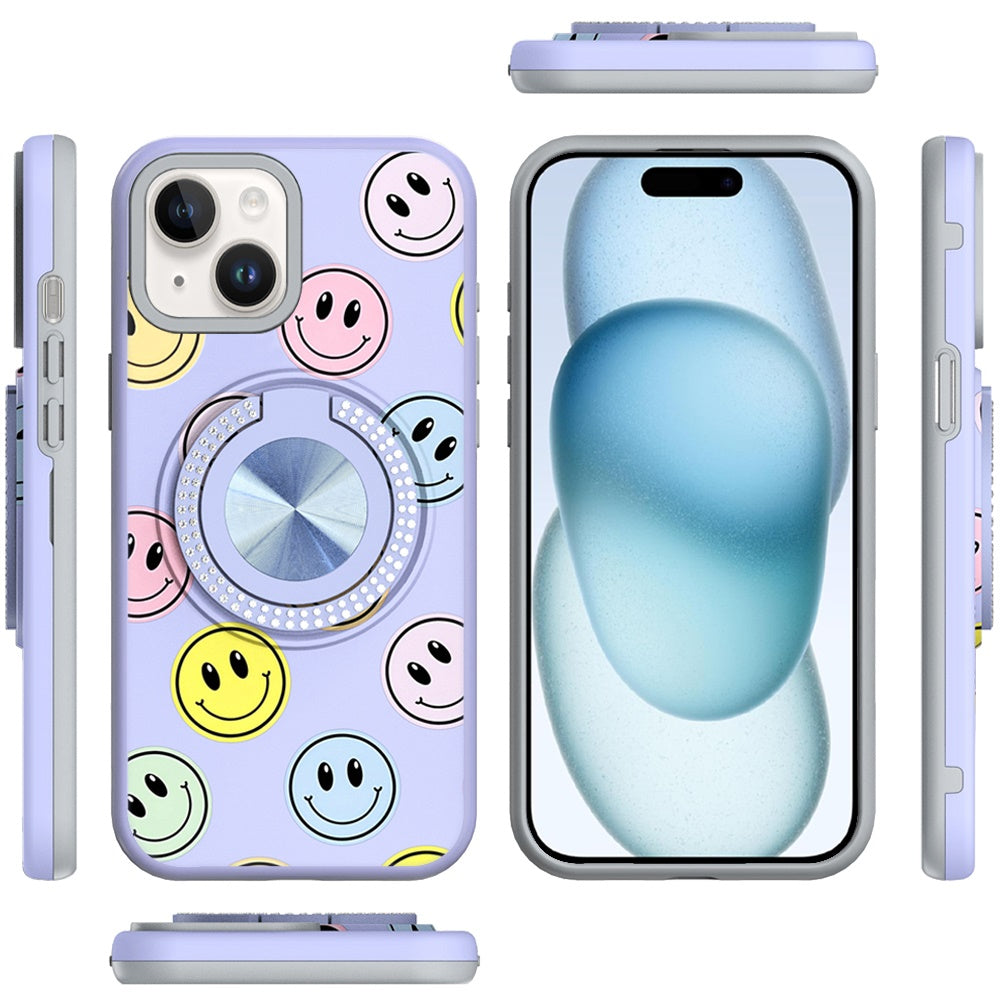 Cover Anillo Diamantes Diseño Emoji Cara Feliz para iPhone