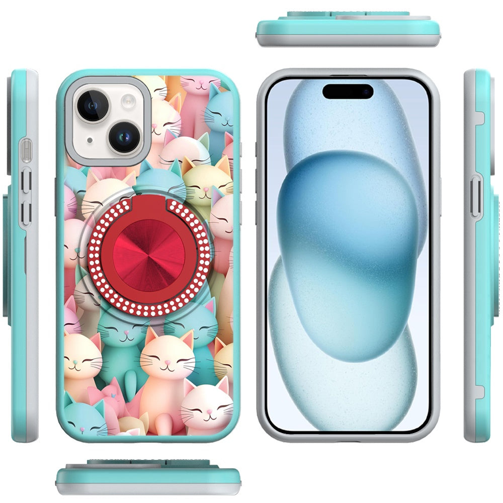 Cover Anillo Diamantes Diseño Gato para iPhone