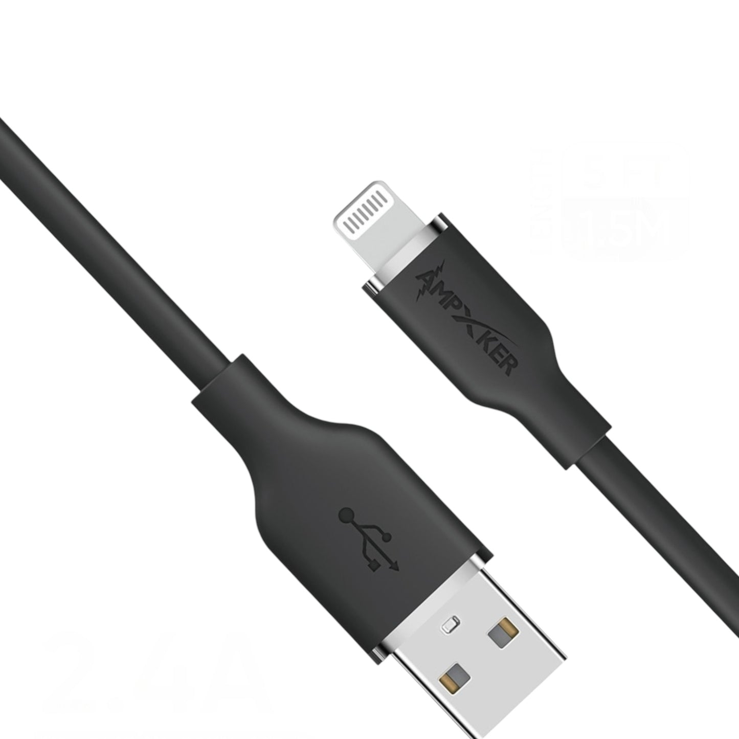 Cable USB a Lightning Negro - Ampxker