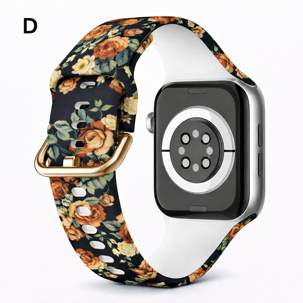 Correa Silicón Hebilla Diseño Flores para Apple Watch