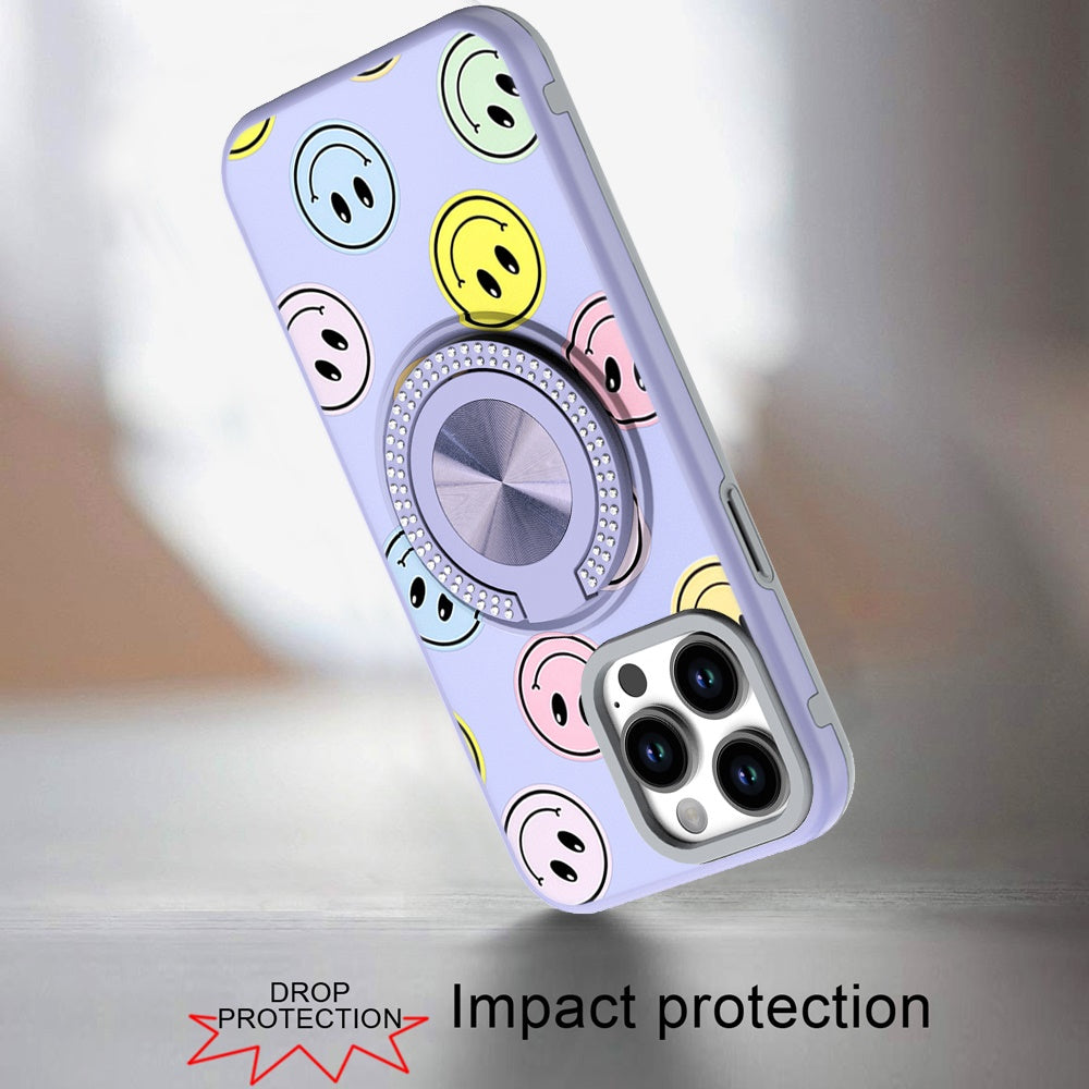 Cover Anillo Diamantes Diseño Emoji Cara Feliz para iPhone