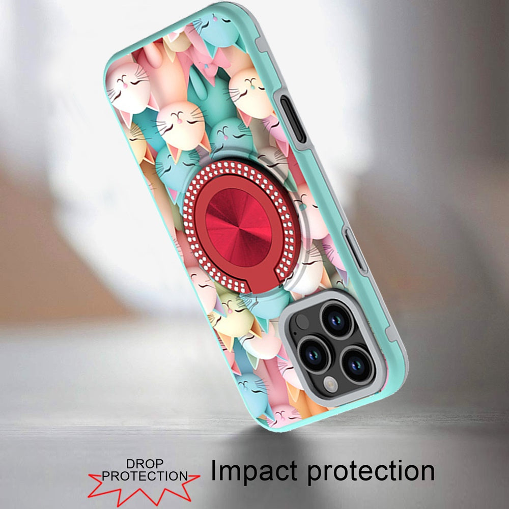 Cover Anillo Diamantes Diseño Gato para iPhone