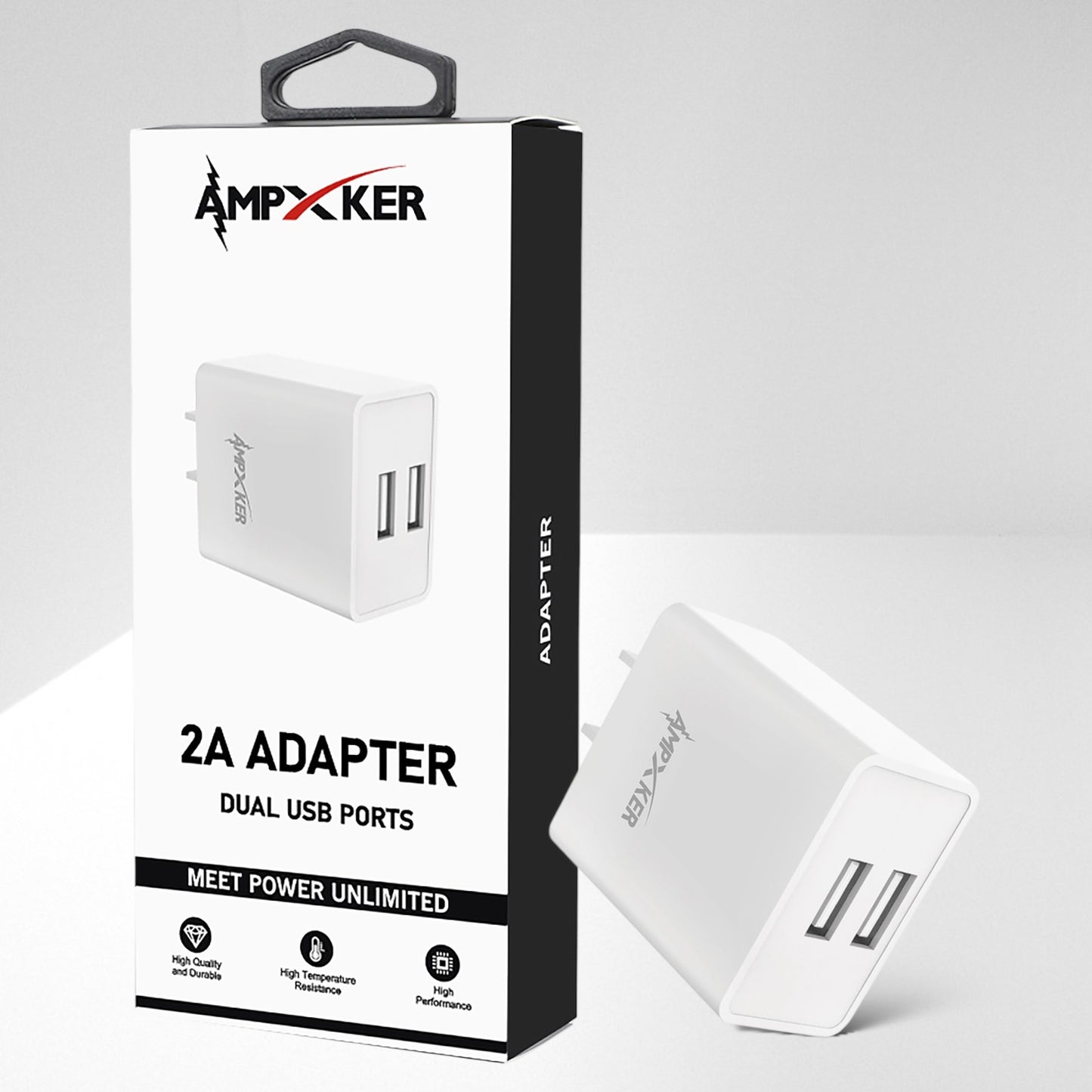 Adaptador de Corriente Doble USB Blanco - Ampxker