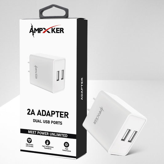Adaptador de Corriente Doble USB Blanco - Ampxker