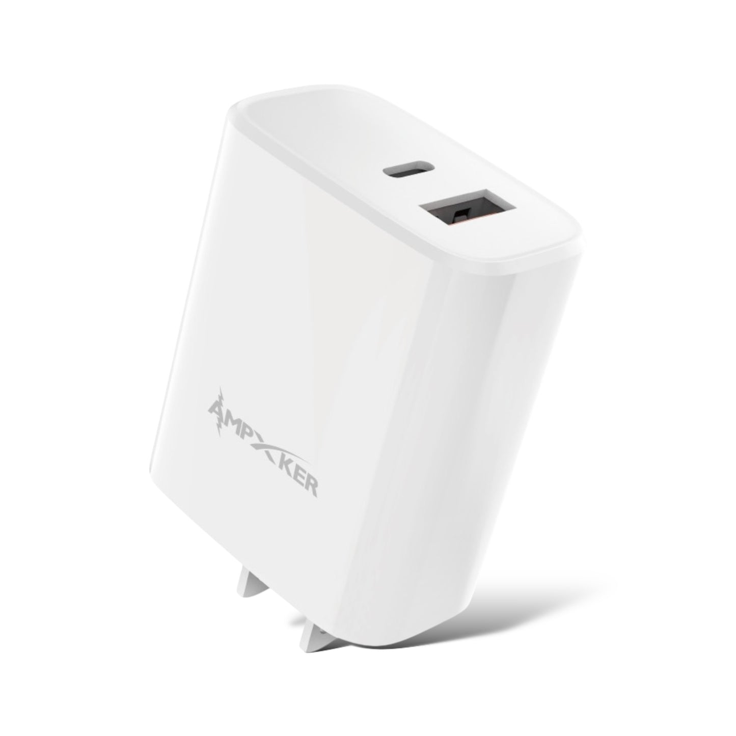 Adaptadopr de Corriente USB / USB-C 20W Blanco - Ampxker