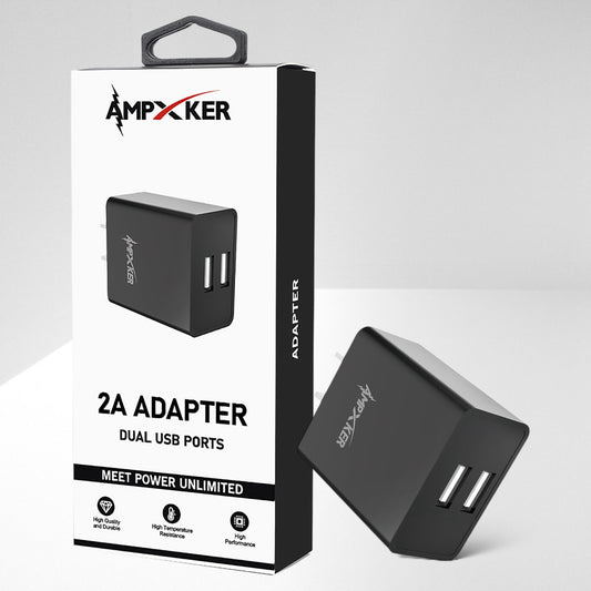 Adaptador de Corriente Doble USB Negro - Ampxker