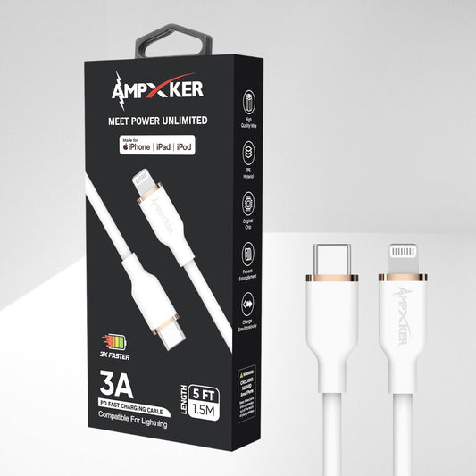 Cable USB-C a Lightning Blanco - Ampxker