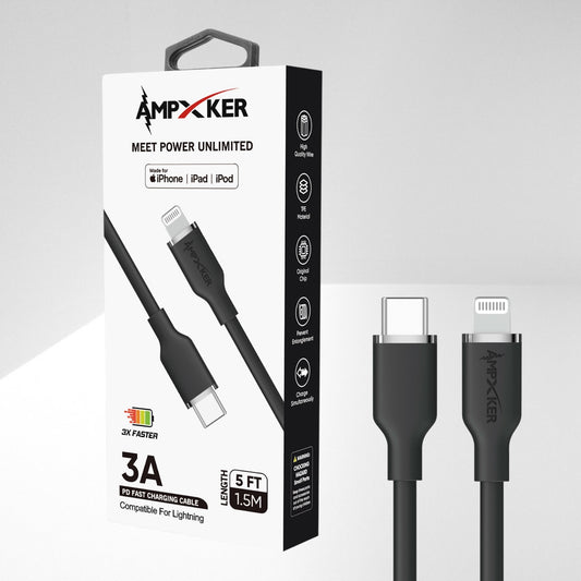 Cable USB-C a Lightning Negro - Ampxker