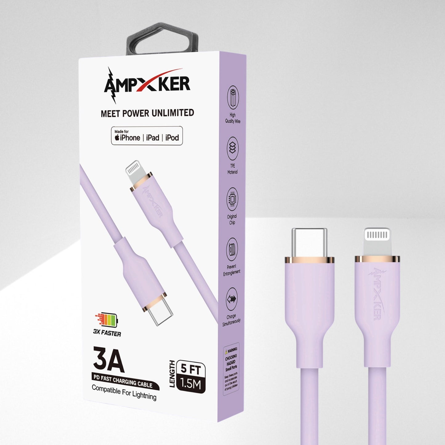 Cable USB-C a Lightning Rosado - Ampxker