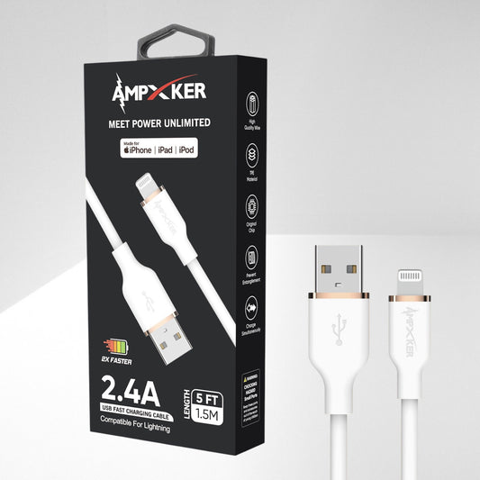 Cable USB a Lightning Blanco - Ampxker