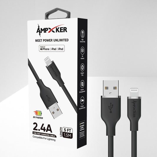 Cable USB a Lightning Negro - Ampxker