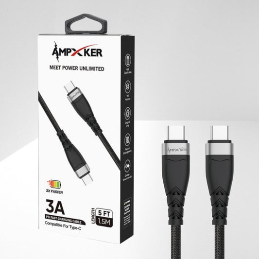Cable USB-C a USB-C Negro - Ampxker