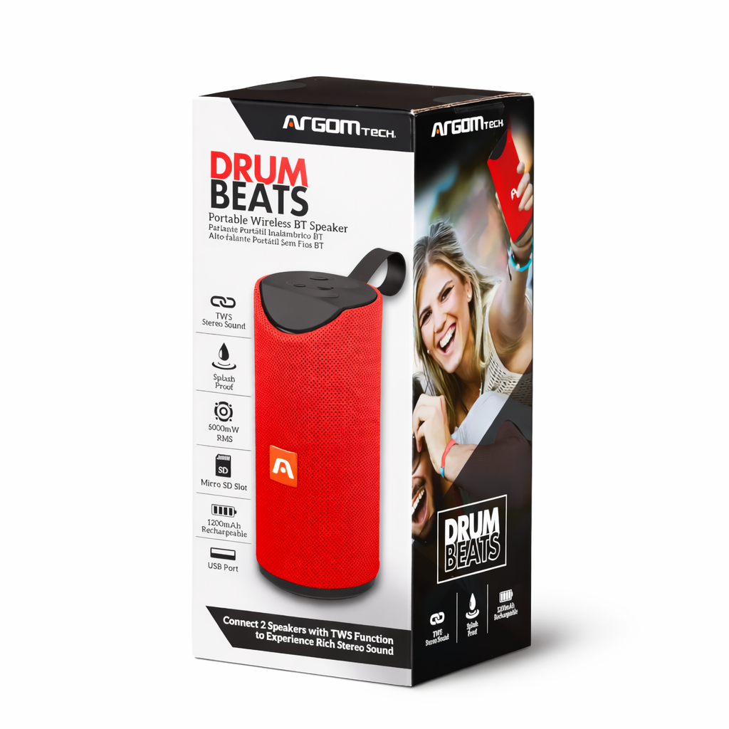 Bocina Bluetooth Argom Tech Drum Beats X Roja