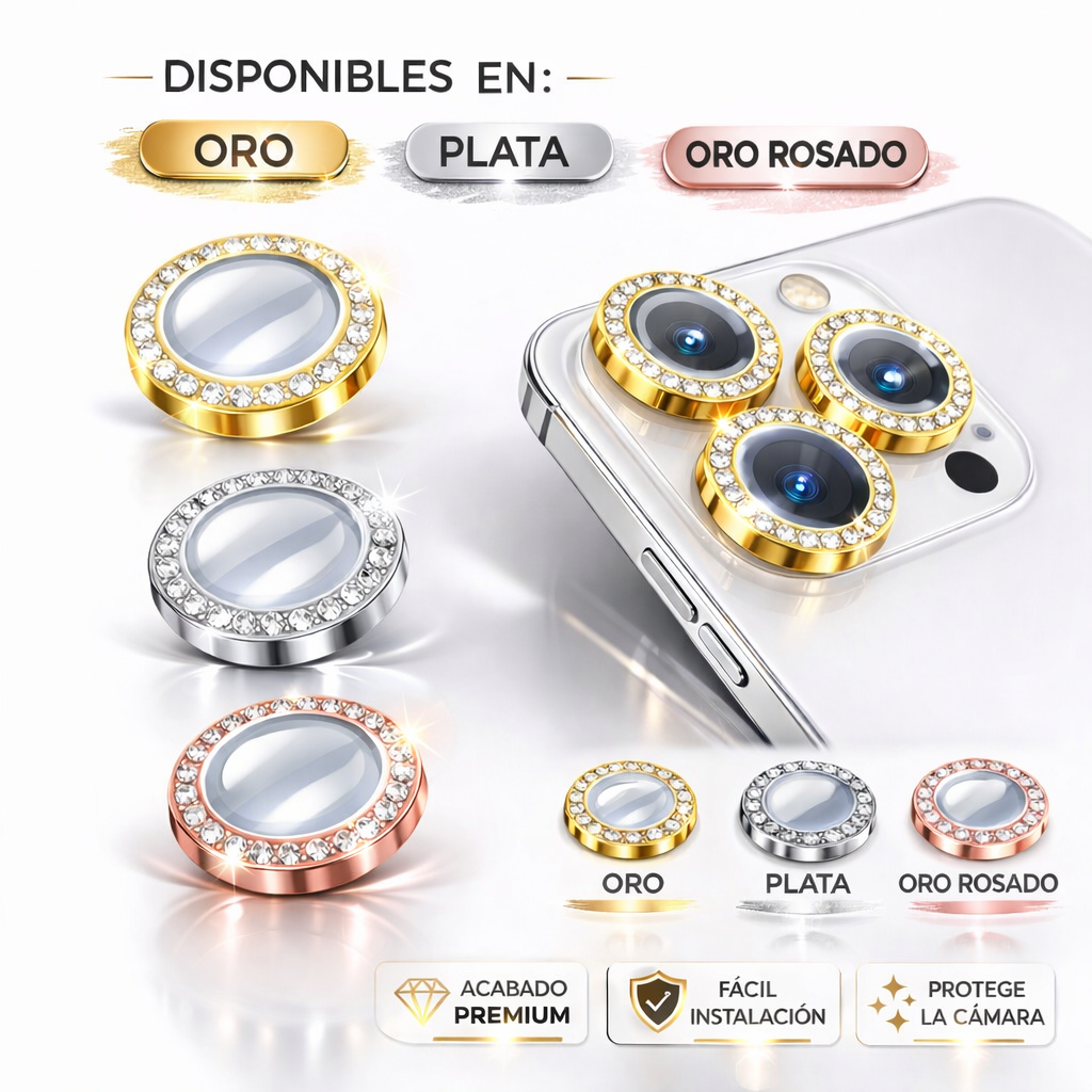 Protector Camara Diamantes para iPhone