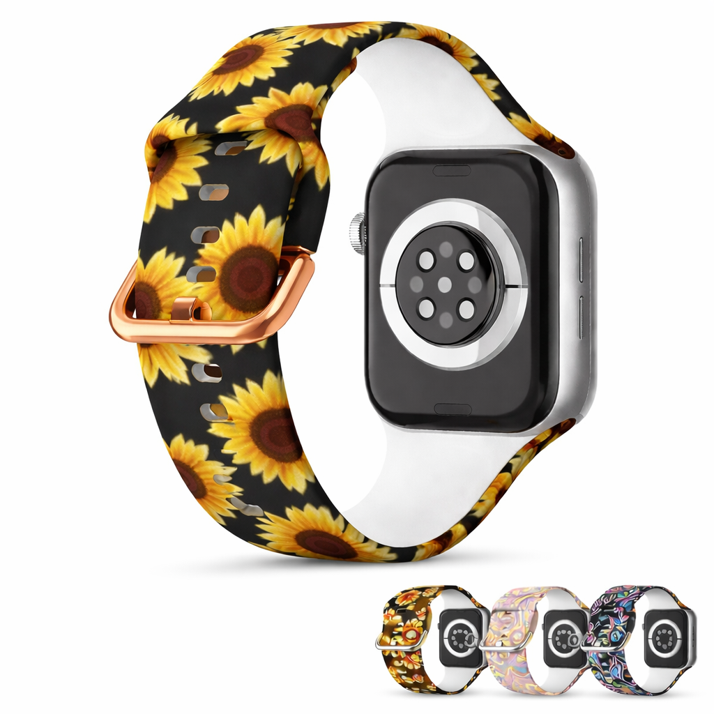Correa Silicón Hebilla Diseño Flores para Apple Watch