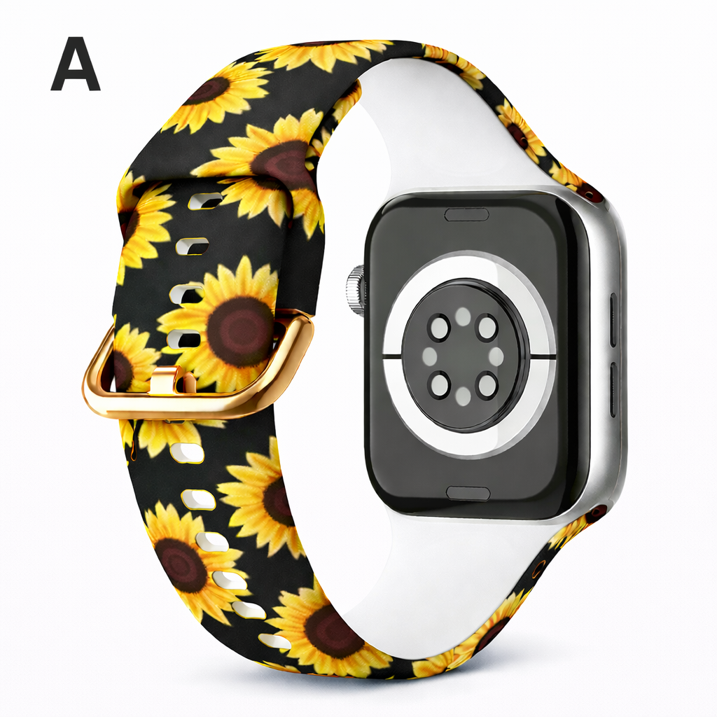 Correa Silicón Hebilla Diseño Flores para Apple Watch