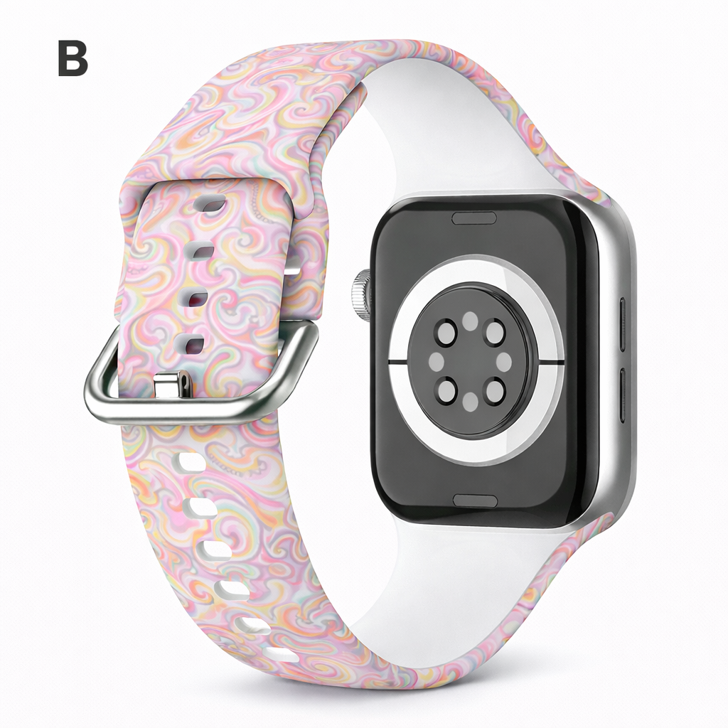 Correa Silicón Hebilla Diseño Flores para Apple Watch
