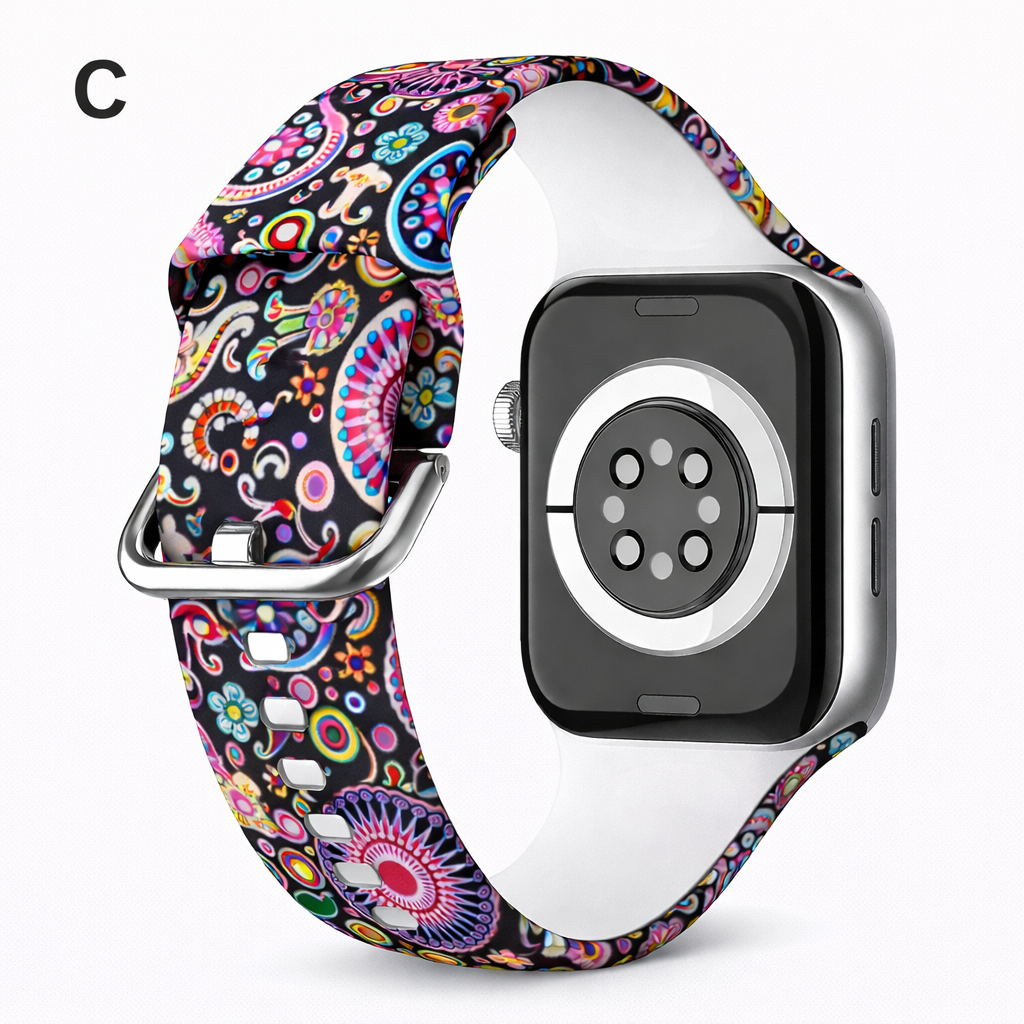 Correa Silicón Hebilla Diseño Flores para Apple Watch