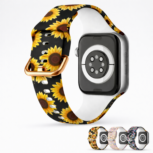 Correa Silicón Hebilla Diseño Flores para Apple Watch