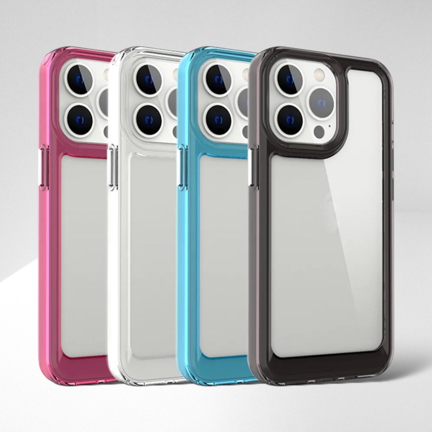 Cover Robot Transparente Borde Color para iPhone