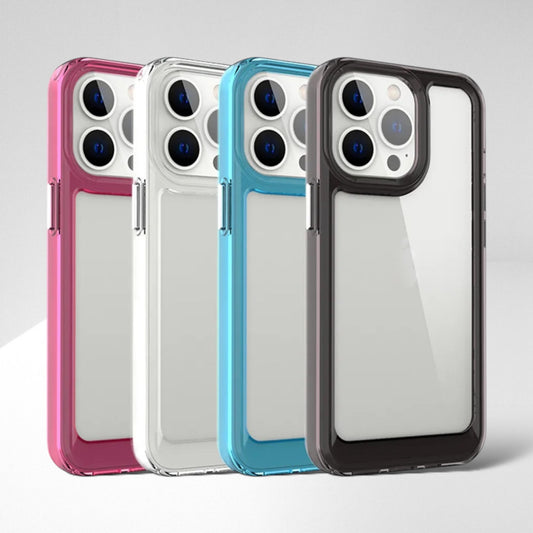Cover Robot Transparente Borde Color para iPhone